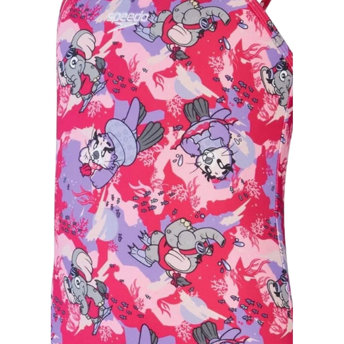 Pink - Lifestyle - Speedo Girls Animals Frill One Piece Swimsuit