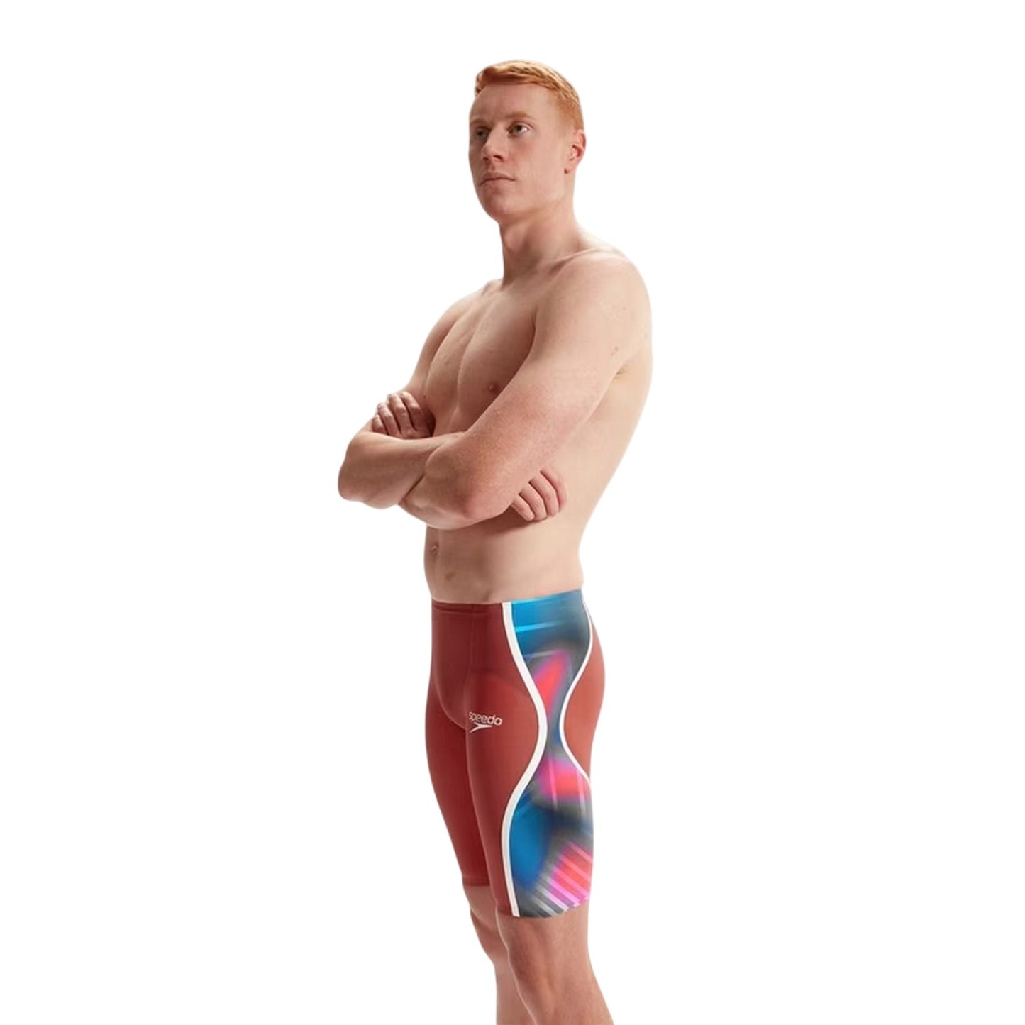 Red-Blue - Side - Speedo Mens Colour Block Jammer Shorts