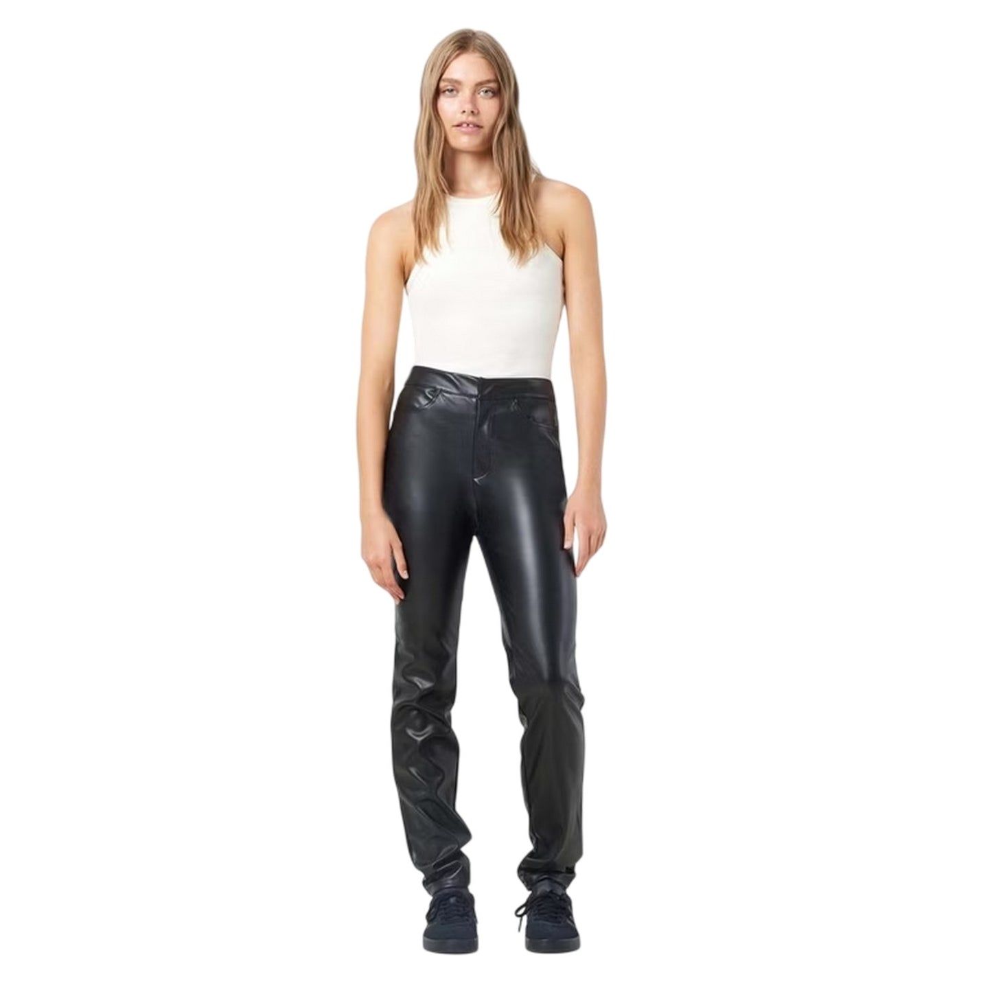 Black - Lifestyle - Noisy May Womens-Ladies Faux Leather Chinos