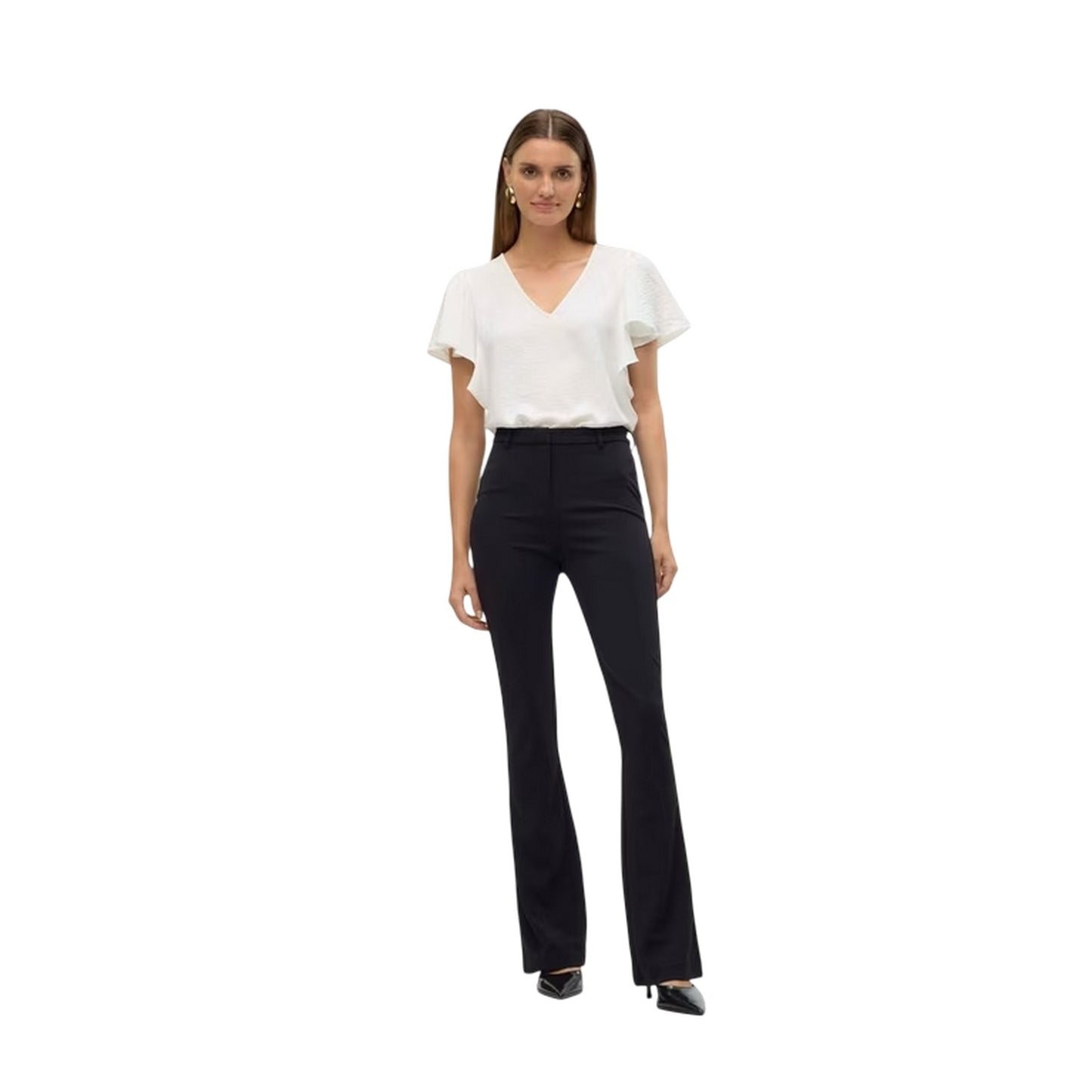 Black - Pack Shot - Vero Moda Womens-Ladies Flared Trousers