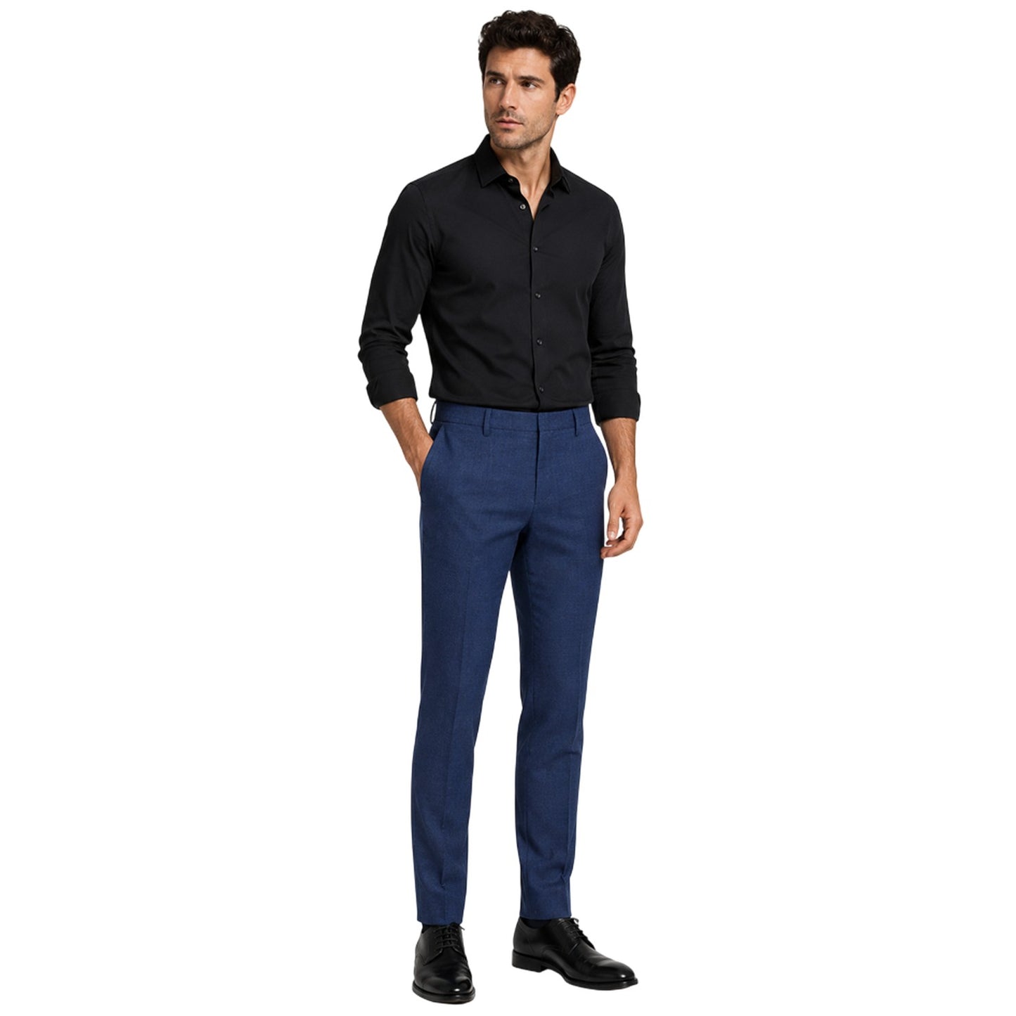 Dark Blue - Side - Hugo Mens Getlin212X Slim Trousers