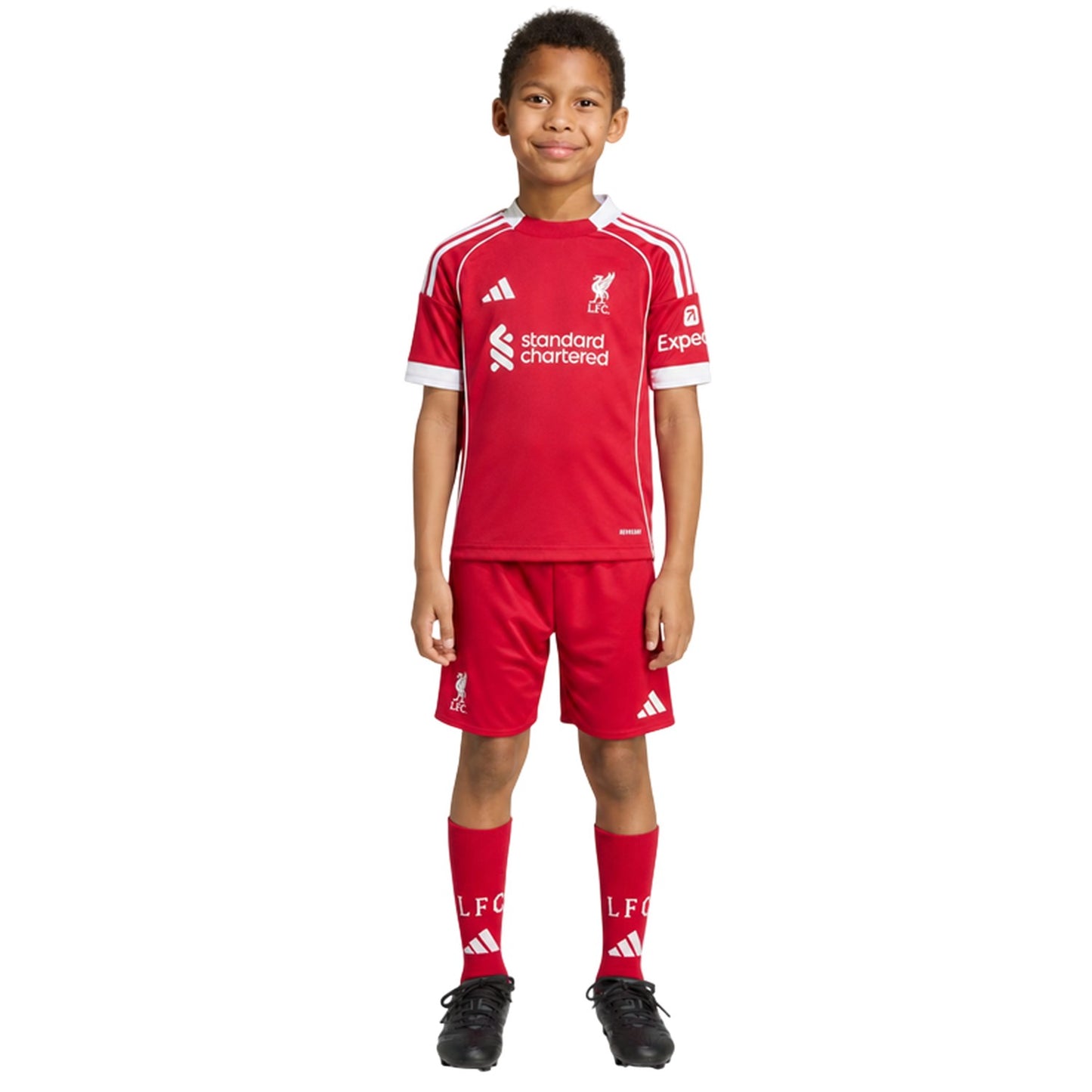 Red - Pack Shot - Adidas Childrens-Kids 2025-2026 Liverpool FC Football Kit