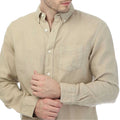 Beige - Side - Gant Mens Linen Regular Shirt