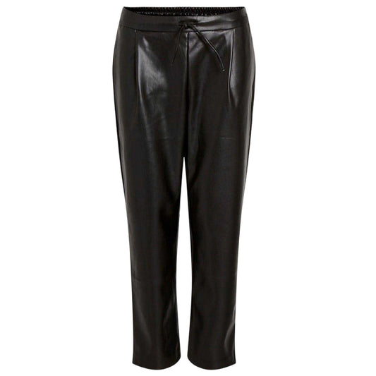Black - Front - Vila Womens-Ladies Nille Coated Shine Trousers
