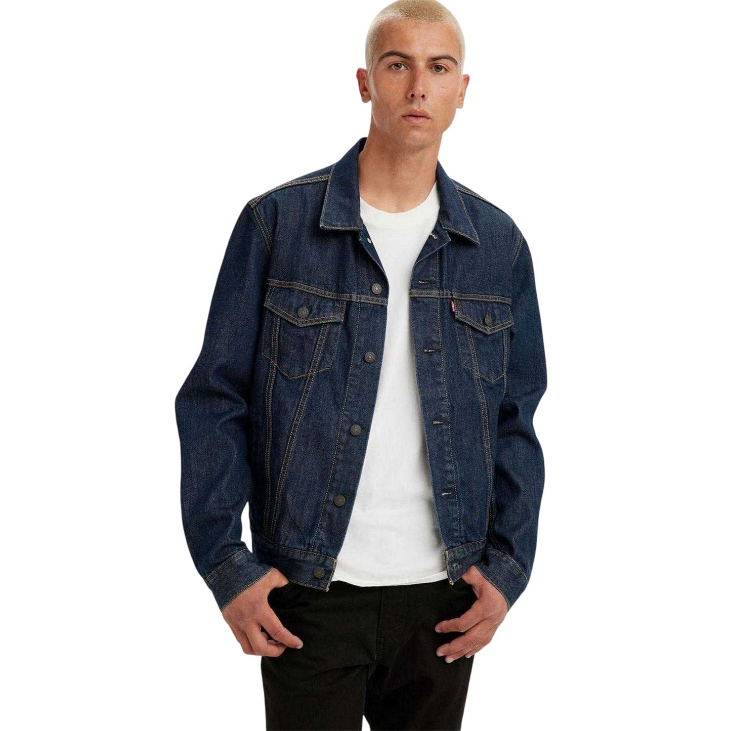 Blue - Side - Levis Mens Denim Trucker Jacket