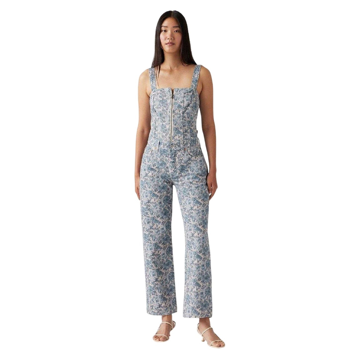 Blue - Pack Shot - Levis Womens-Ladies 90´s Floral High Rise Straight Leg Jeans