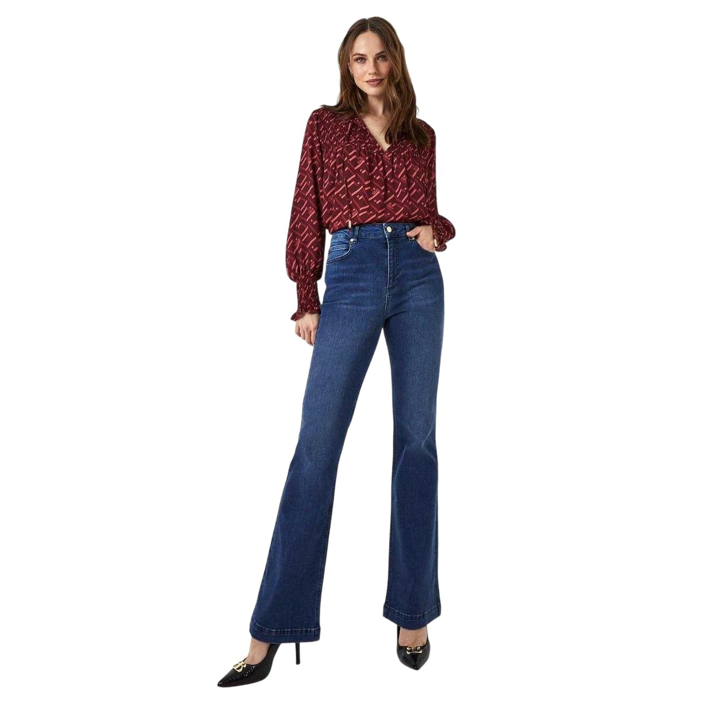 Mid Blue - Pack Shot - Biba Womens-Ladies Denim Flared Jeans
