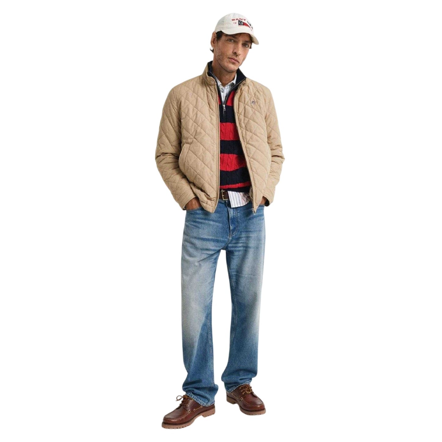 Khaki - Lifestyle - Gant Mens Windcheater Diamond Quilt Jacket