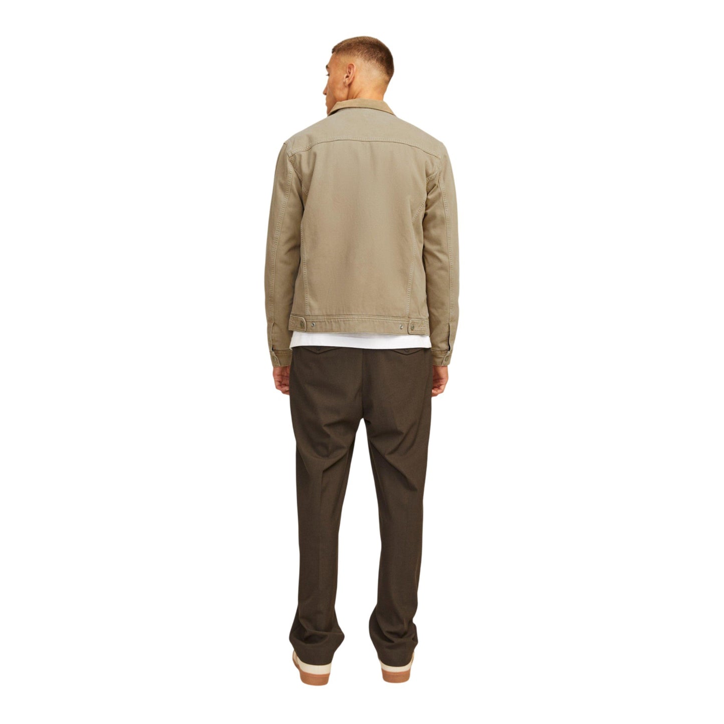 Khaki - Close up - Jack And Jones Mens Sherpa Denim Jacket