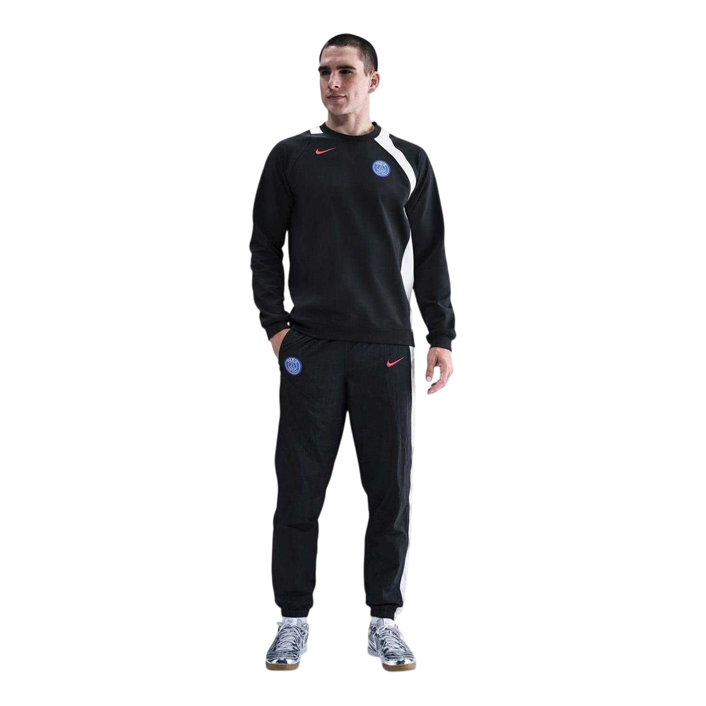 Black-White - Close up - Nike Mens Paris Saint Germain FC Tracksuit Bottoms