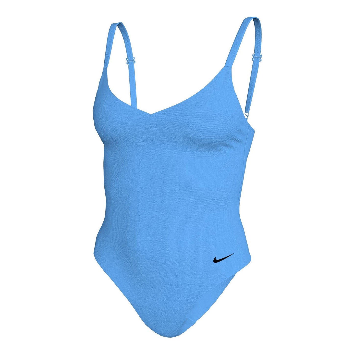 Blue - Side - Nike Womens-Ladies V Neck One Piece Swimsuit