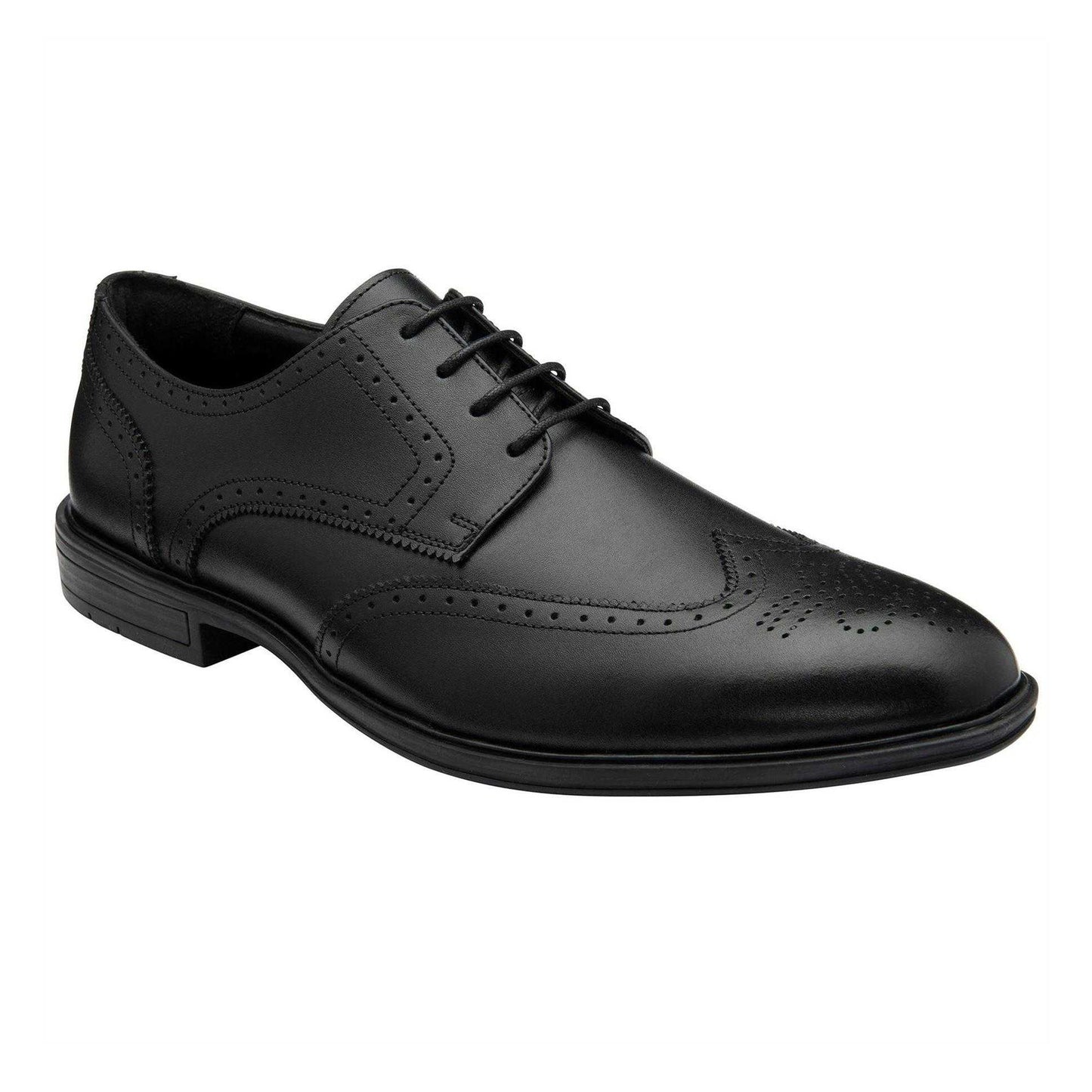 Black - Pack Shot - Lotus Shoes Mens Leather Low Heel Brogues