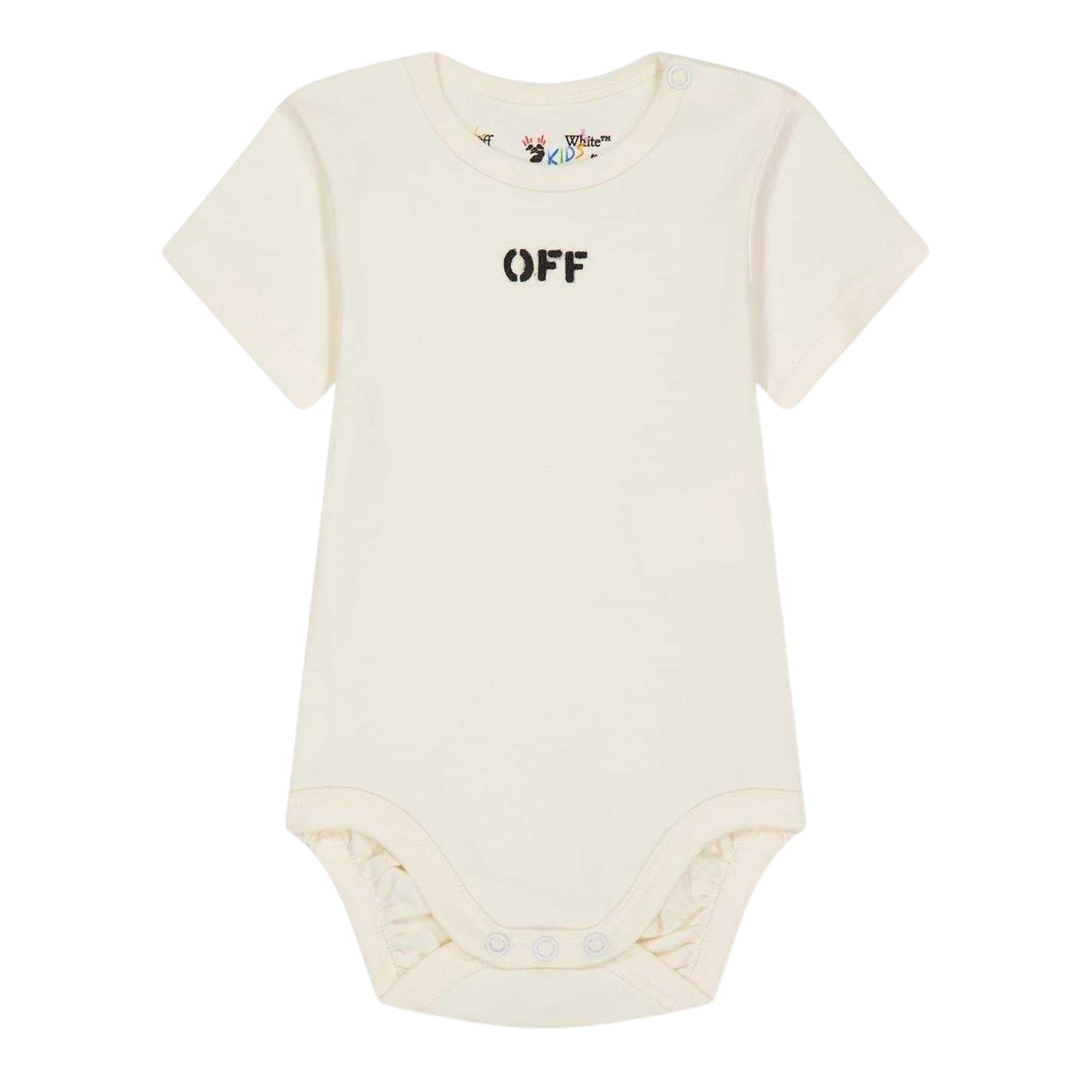 Multicoloured Print - Lifestyle - Off White Baby Lettering Crew Neck Bodysuit (Pack of 3)