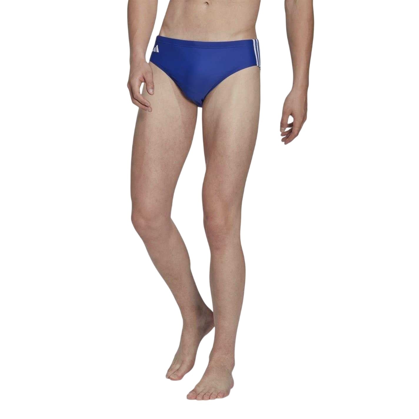 Lucid Blue-White - Pack Shot - Adidas Mens 3 Stripes Swim Briefs