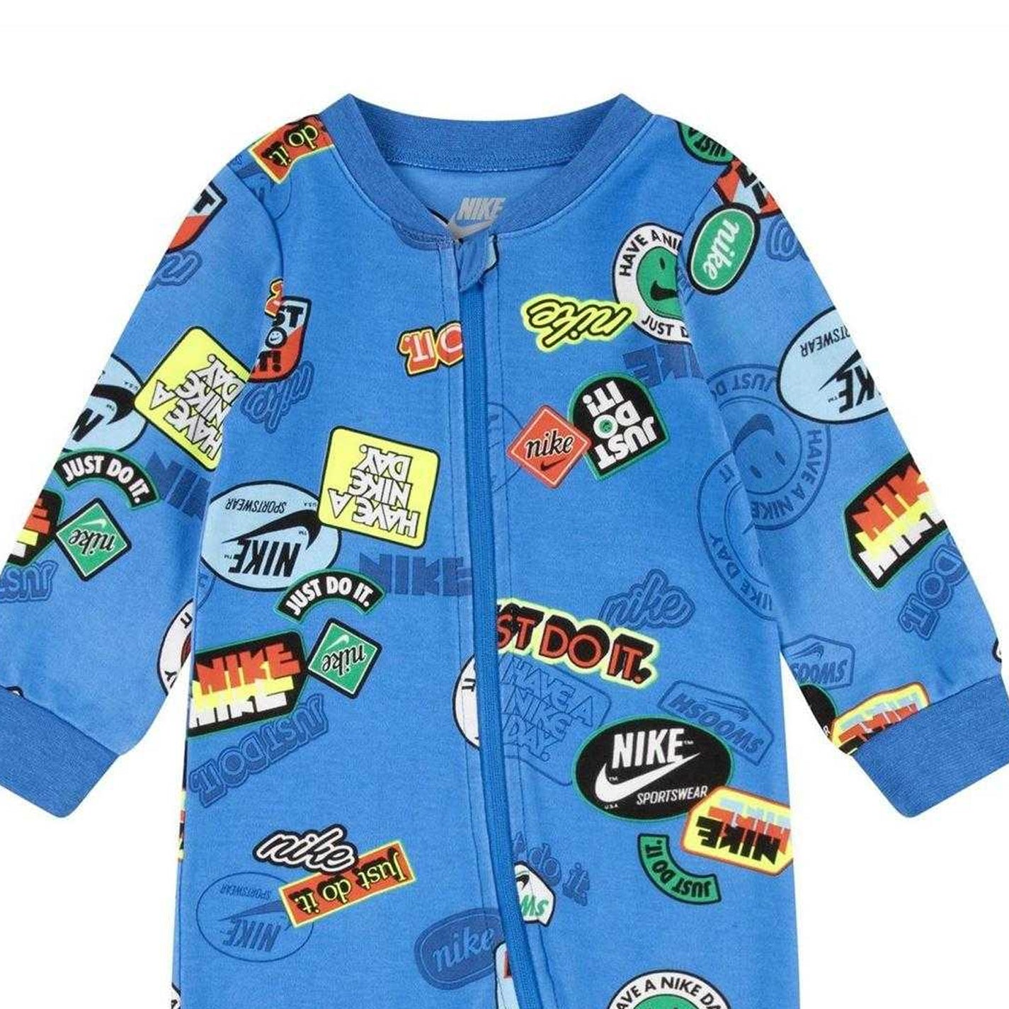 Light Blue - Side - Nike Baby All-Over Print Cotton Sleepsuit