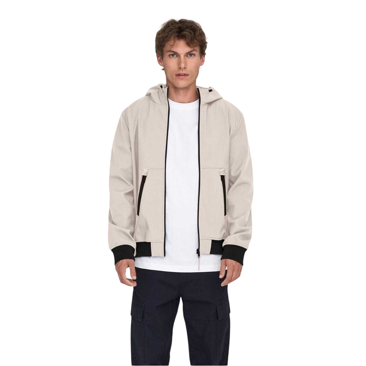 Silver - Side - Only Mens Bowie Hooded Soft Shell Jacket