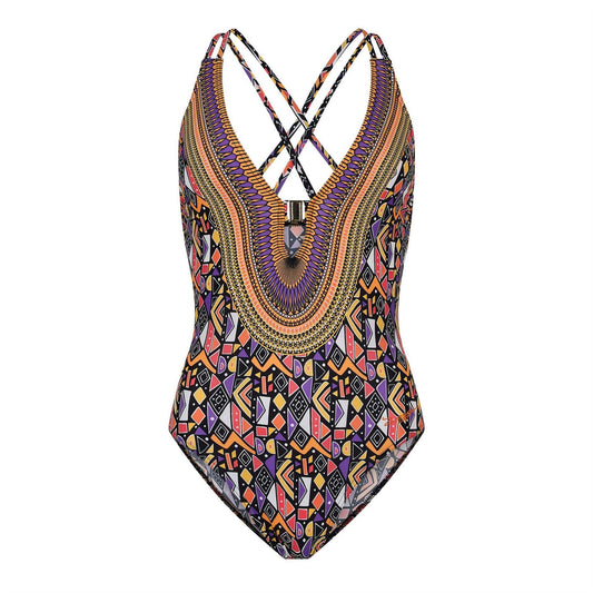 Multicoloured Print - Front - Zoggs Womens-Ladies Culture Jam Cross Back One Piece Swimsuit