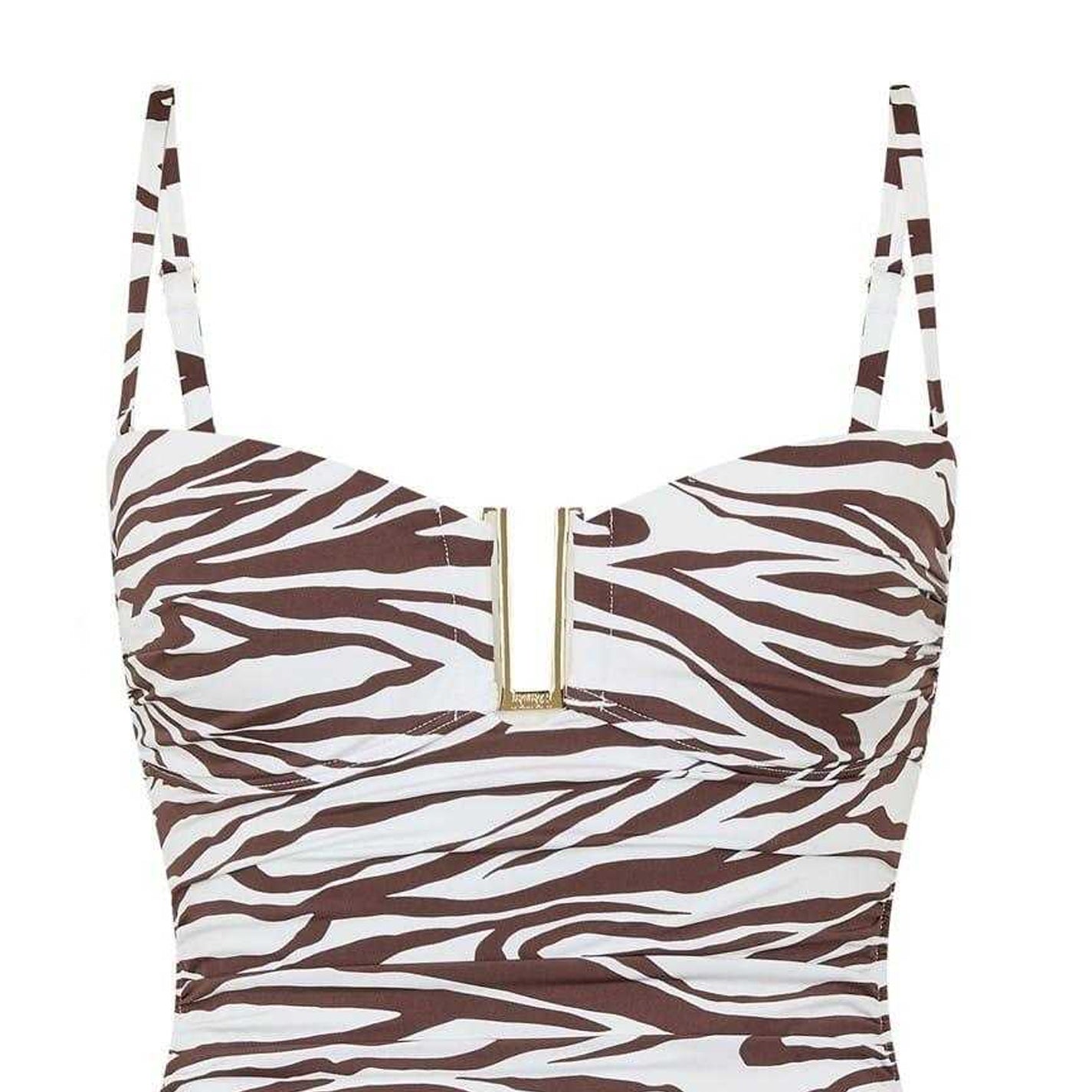 White-Black - Side - Biba Womens-Ladies Zebra Print One Piece Swimsuit
