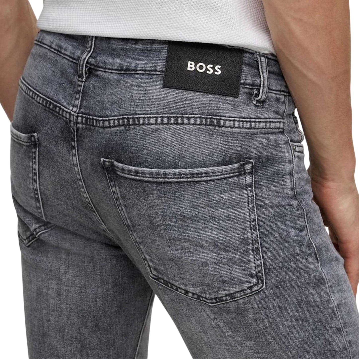 Charcoal - Side - Boss Mens Delaware3 Slim Jeans