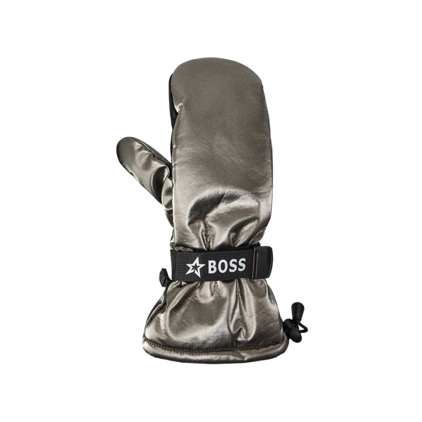 Grey - Side - Boss Unisex Adult Metallic Ski Mittens