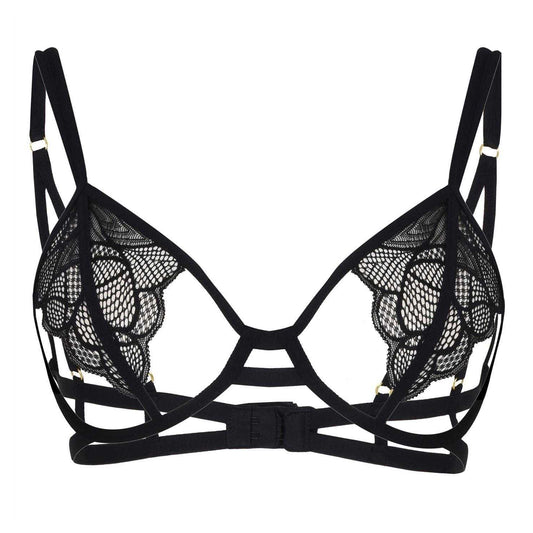 Black - Front - Bluebella Womens-Ladies Cut Out Lace Bra