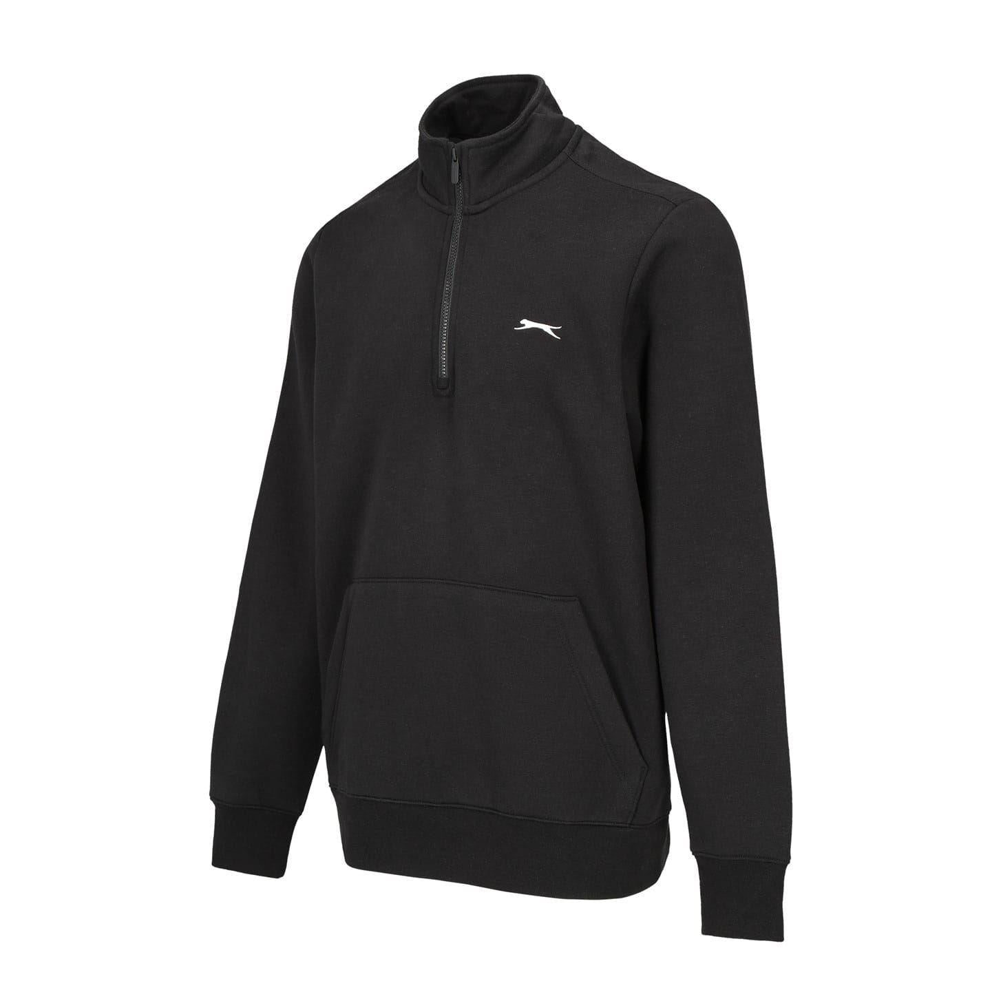 Black - Side - Slazenger Mens Quarter Zip Fleece