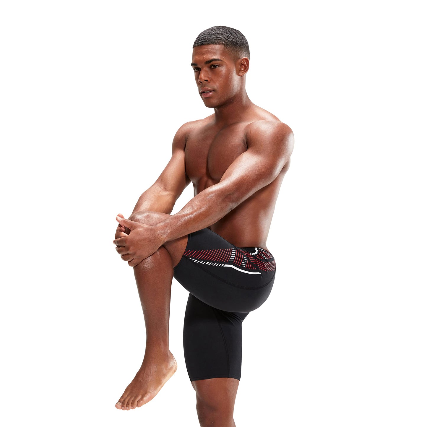 Black-Red - Pack Shot - Speedo Mens Tech Panel Swim Shorts