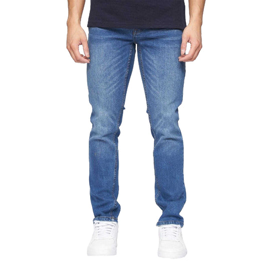 Blue - Front - Crosshatch Mens Slim Jeans