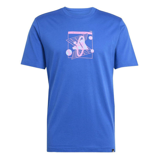 Retro Blue - Front - Adidas Mens Retro Futurism Graphic T-Shirt