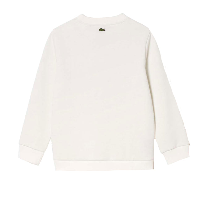 Cream - Back - Lacoste Childrens-Kids Printed Fleece Crew Neck Sweatshirt