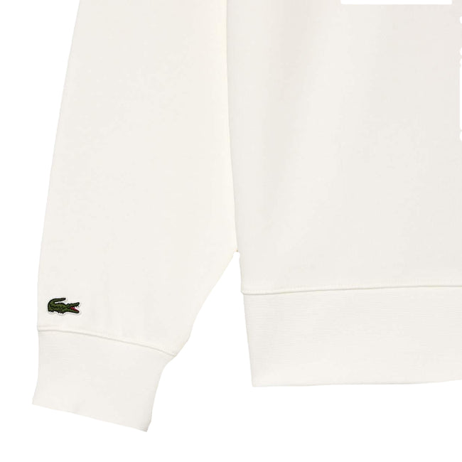 Cream - Side - Lacoste Childrens-Kids Printed Fleece Crew Neck Sweatshirt