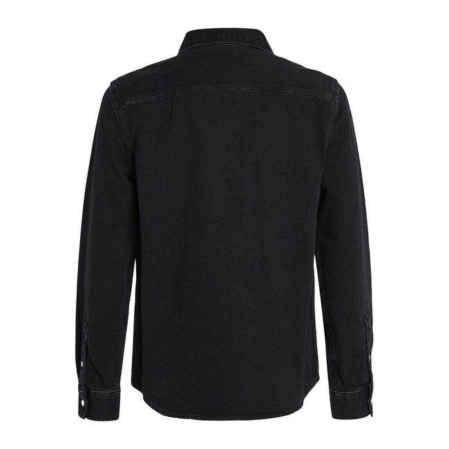 Black - Back - Calvin Klein Mens Patch Denim Logo Shirt
