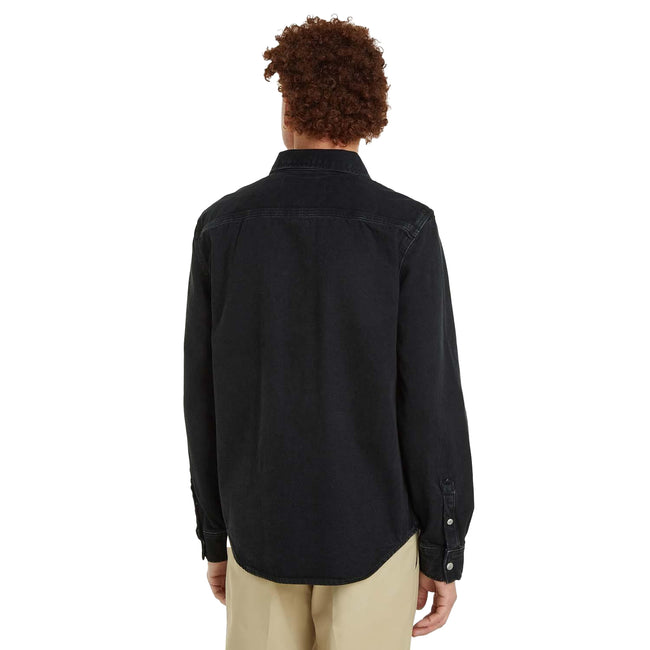 Black - Lifestyle - Calvin Klein Mens Patch Denim Logo Shirt