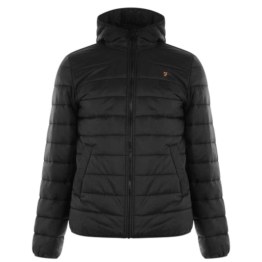 Deep Black - Front - Farah Mens Logo Long-Sleeved Padded Jacket