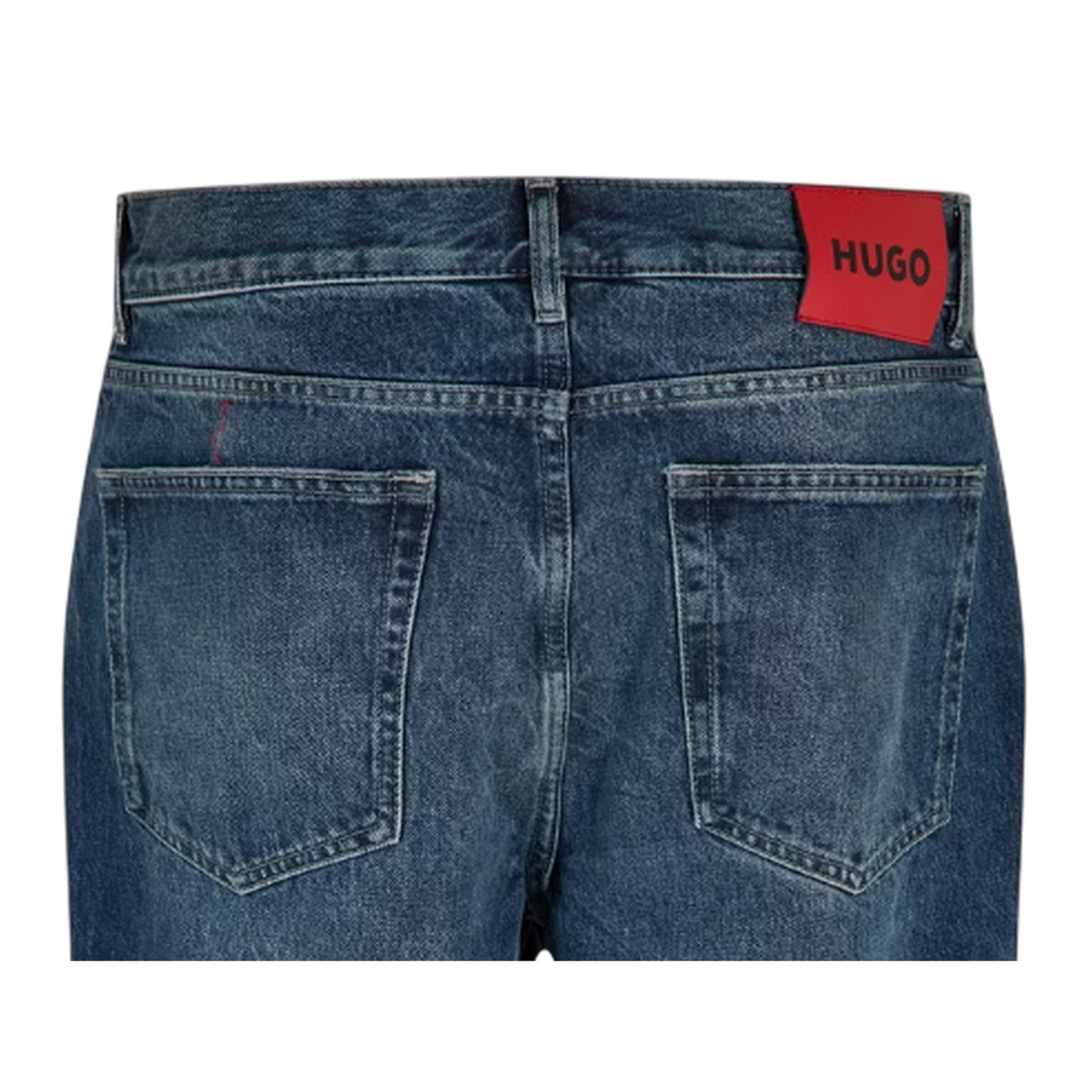 Navy - Lifestyle - Hugo Mens Denim Faded Jeans