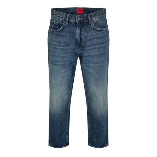 Navy - Front - Hugo Mens Denim Faded Jeans