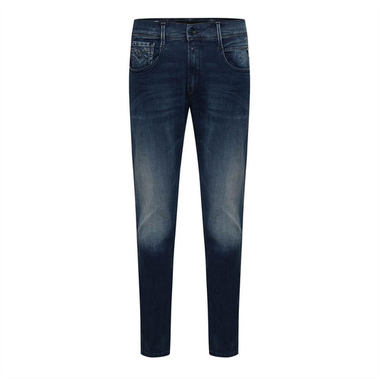 Blue - Front - Replay Mens Anbass Cotton Blend Slim Jeans