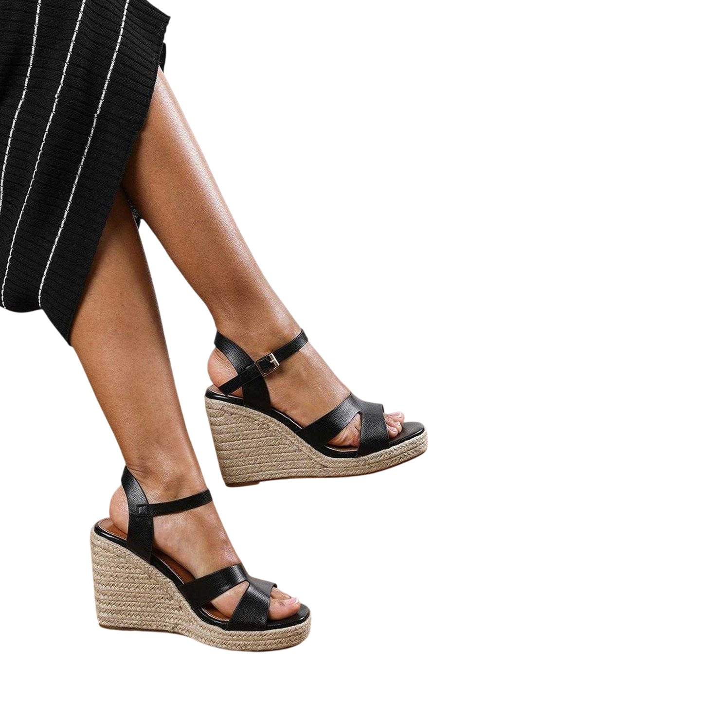 Black - Lifestyle - Where´s That From Womens-Ladies Jamie Cut Out Strap Wedge Sandals