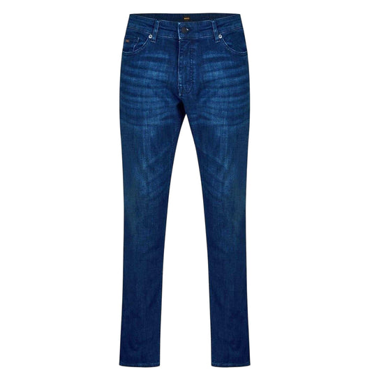 Atlantic Blue - Front - Boss Mens Delaware Plain Slim Jeans