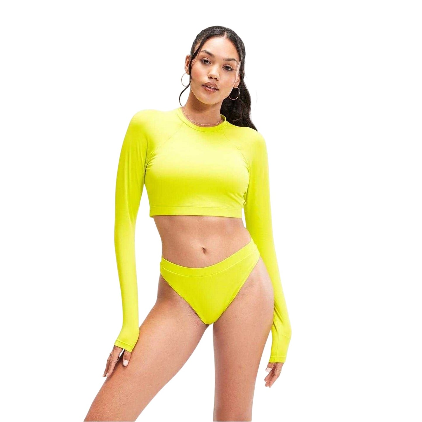 Yellow - Lifestyle - Speedo Womens-Ladies High Waist Swim Briefs