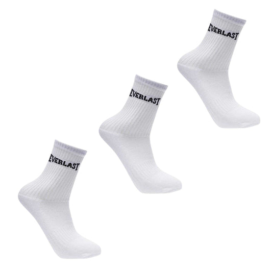 White - Front - Everlast Childrens-Kids Crew Socks (Pack of 3)