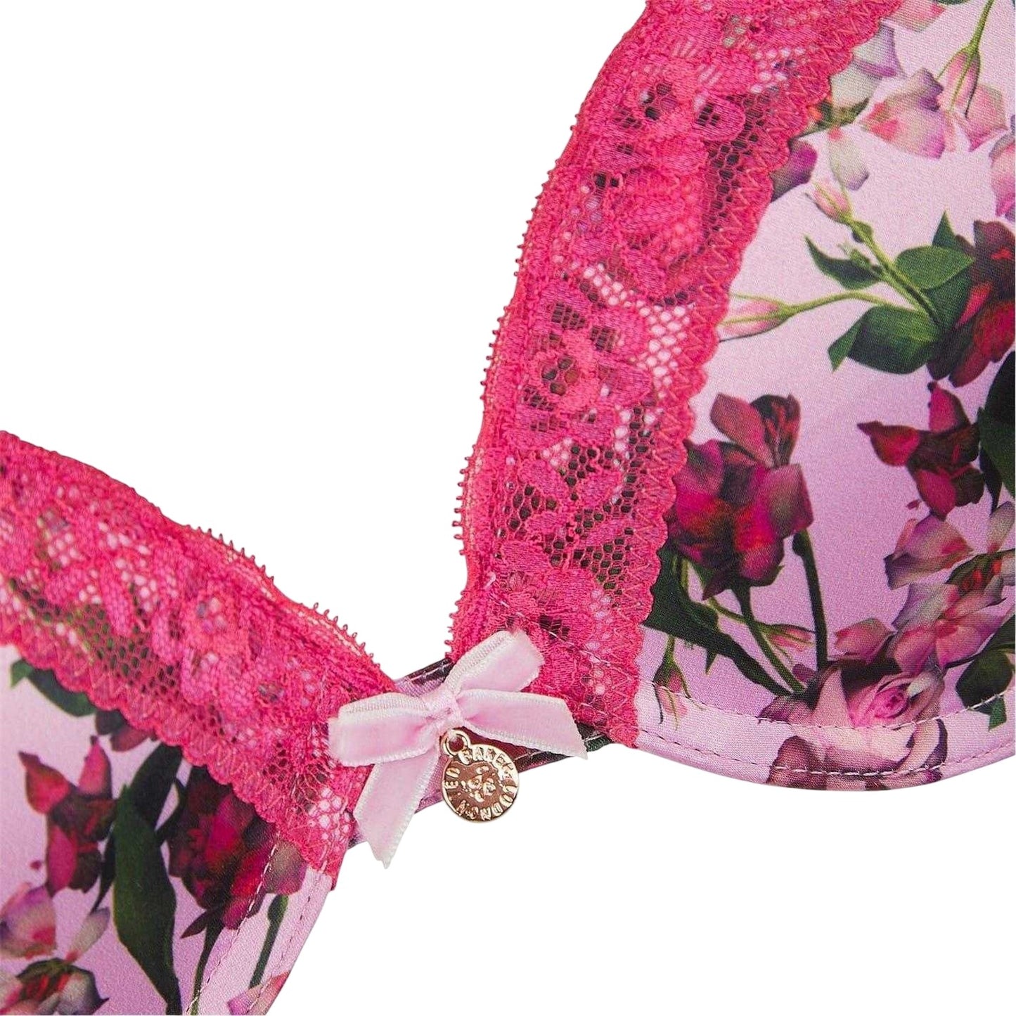 Pink - Side - Ted Baker Womens-Ladies Floral Push Up Bra