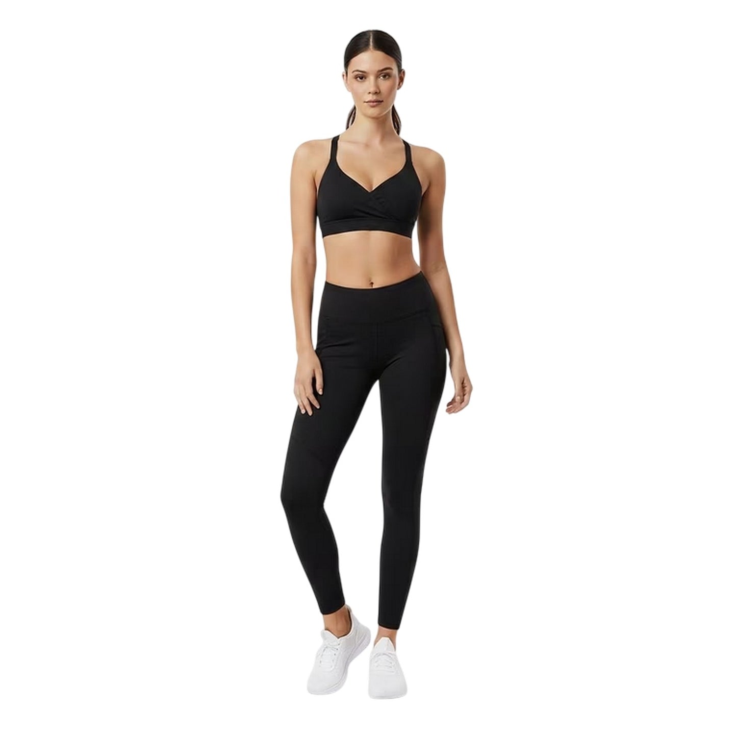 Black - Pack Shot - USA Womens-Ladies Nylon Lightweight Sports Bra