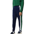 Dark Blue-Green-White - Side - Lacoste Mens Brushed Fleece Cut & Sew Jogging Bottoms