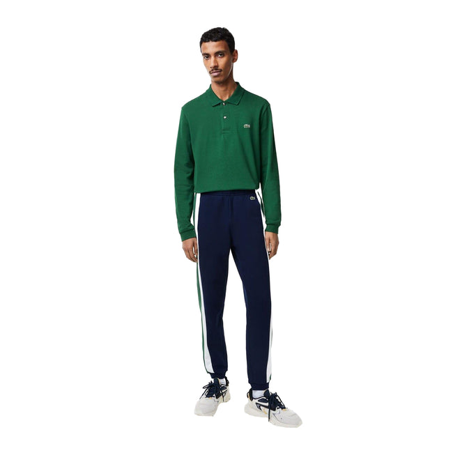 Dark Blue-Green-White - Lifestyle - Lacoste Mens Brushed Fleece Cut & Sew Jogging Bottoms