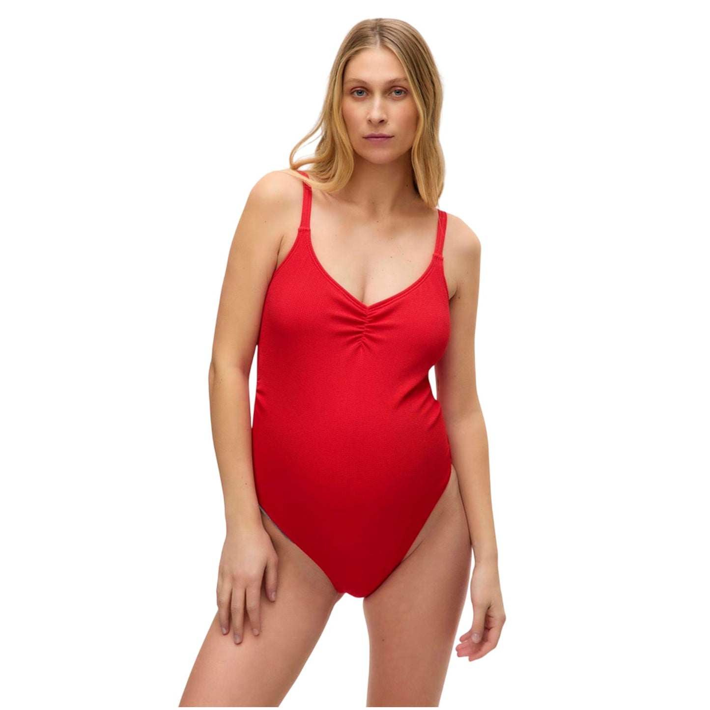 Racing Red - Side - Mamalicious Womens-Ladies Naomi Maternity One Piece Swimsuit
