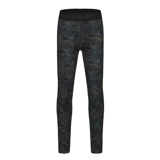 Black - Front - USA Pro Girls Pro Patterned Tight Training Leggings