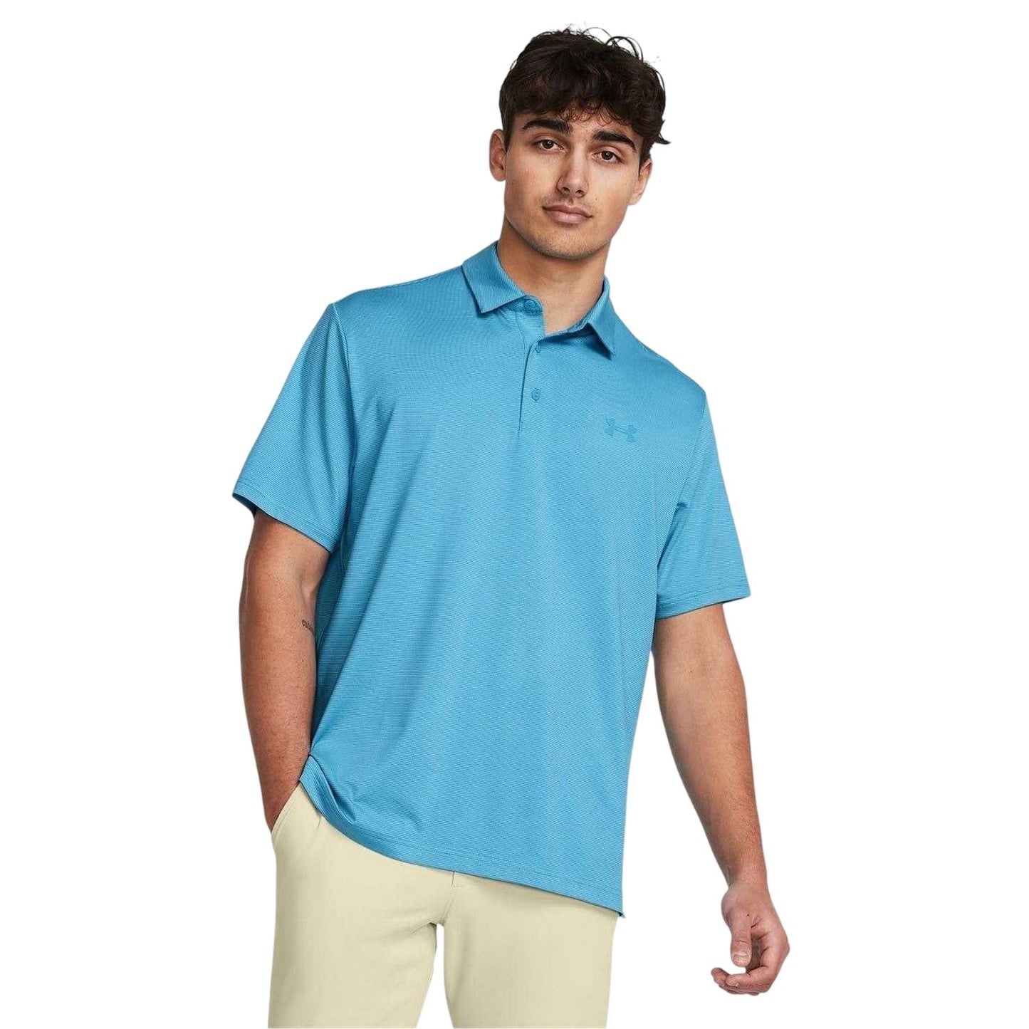 Light Blue - Lifestyle - Under Armour Mens Striped Collared Golf Polo Shirt