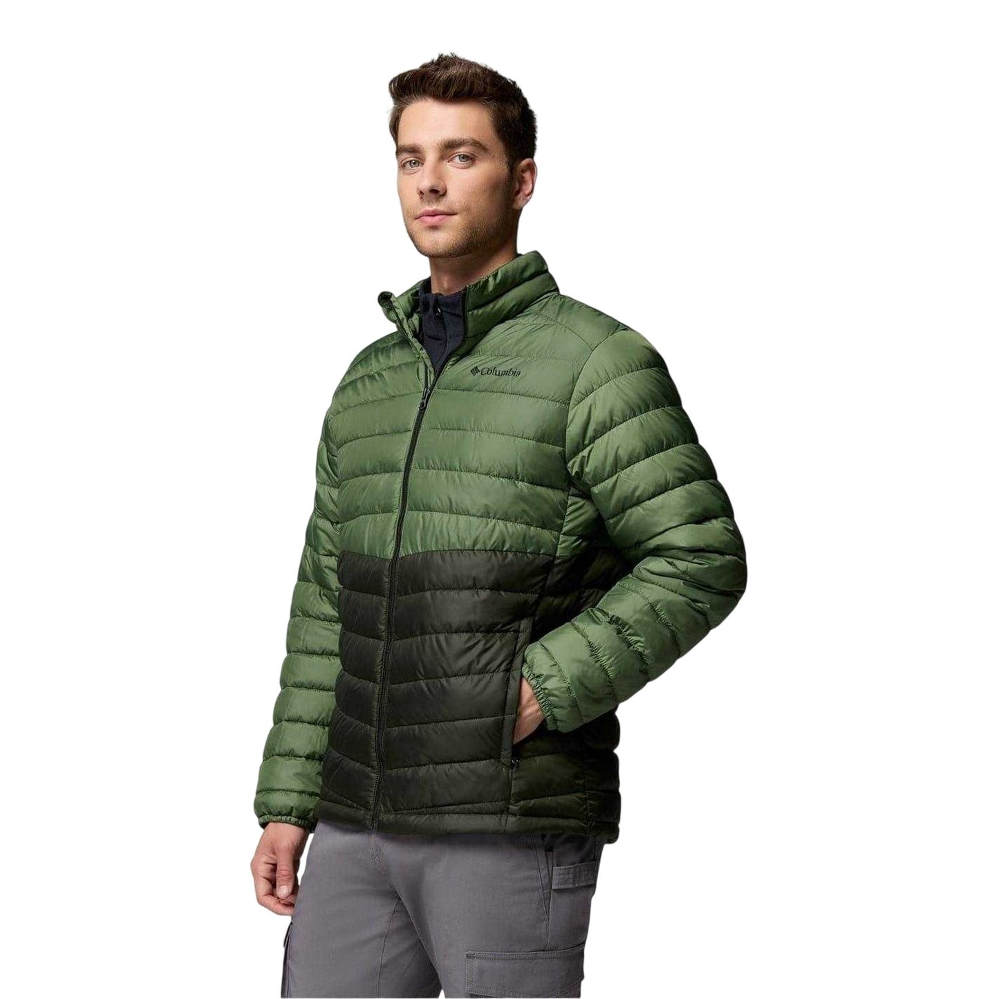 Green-Black - Side - Columbia Mens Fosters Patterned Insulated Insulated Puffer Jacket