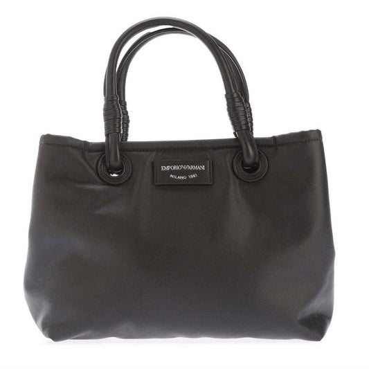 Black - Front - Emporio Armani Faux Leather Tote Bag
